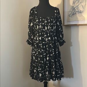 Arula | black floral babydoll dress-X(10-12)